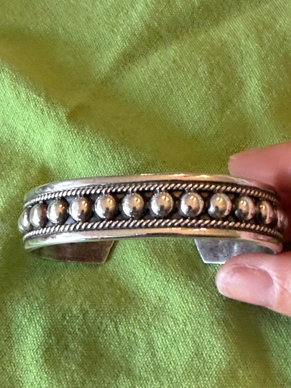 Sterling Silver Bead-Accent Cuff Bracelet